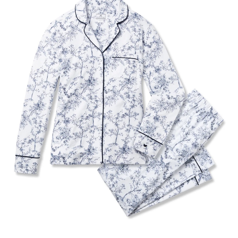 Petite Plume Women's Pima Pajama in Blue Timeless Toile M